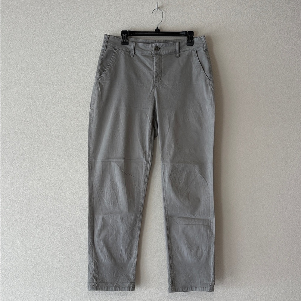 Women's taupe color straight leg pants relaxed fit cotton blend with belt loops